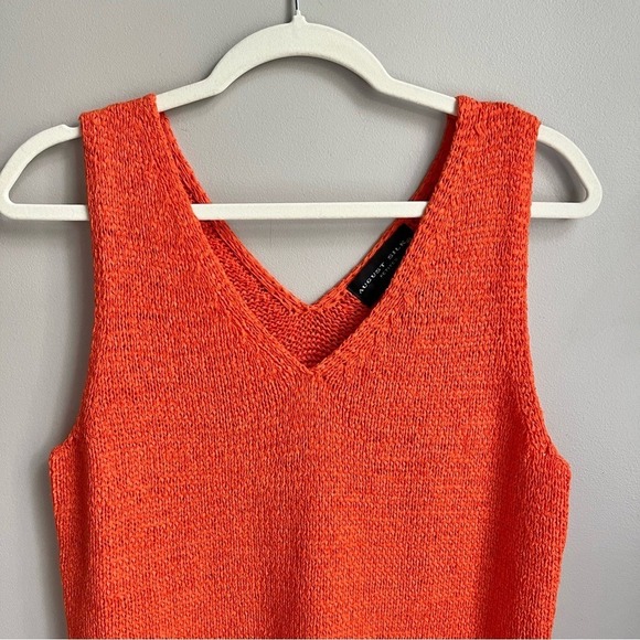 Vintage Knit Sweater Vest Women's Large Stretchy Orange Beachy Coastal Cottage - Picture 4 of 12
